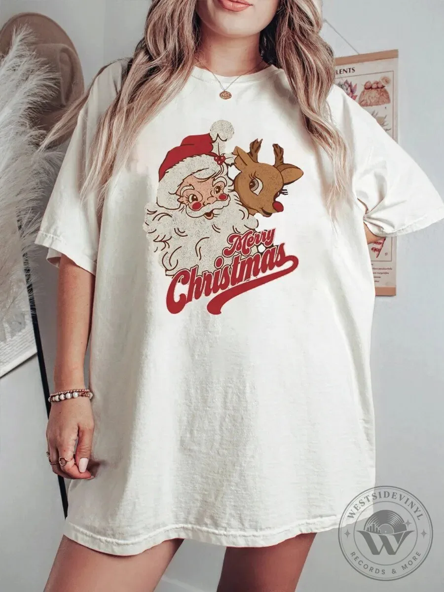 Merry Christmas Santa Claus and Rudolph the Red-Nosed Reindeer T-Shirt