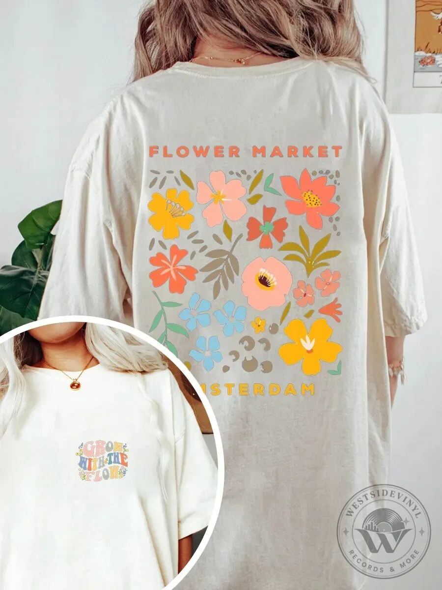 Amsterdam Flower Market Floral Design Oversized Comfort Colors T-Shirt