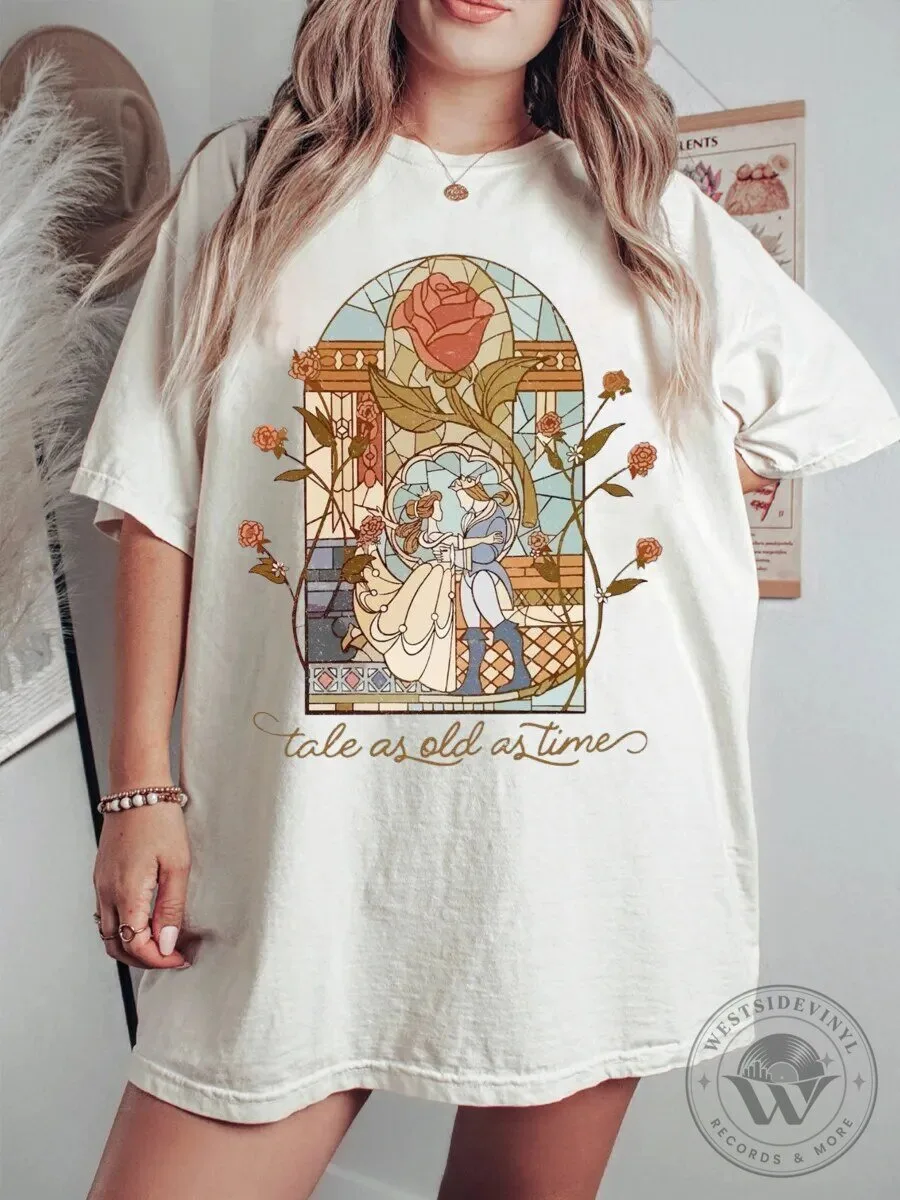Beauty and the Beast Tale As Old As Time Stained Glass T-Shirt 2 Beauty and the Beast Tale As Old As Time Stained Glass T-Shirt
