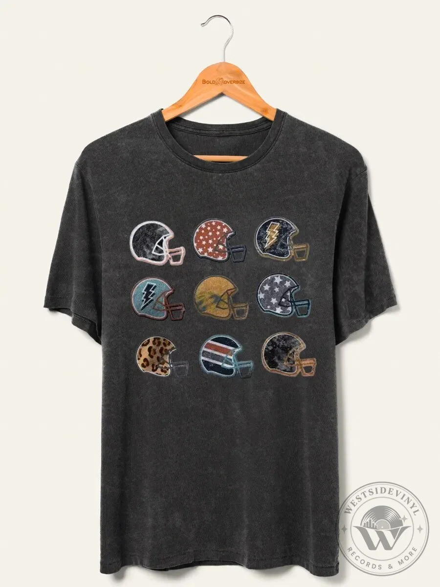 Game Day Football Helmet Collection Distressed Washed T-Shirt
