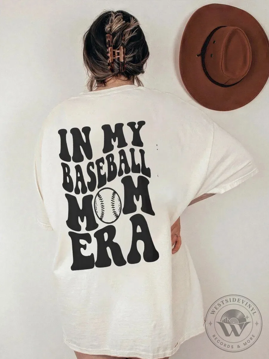 In My Baseball Mom Era Oversized Trendy Graphic T-Shirt