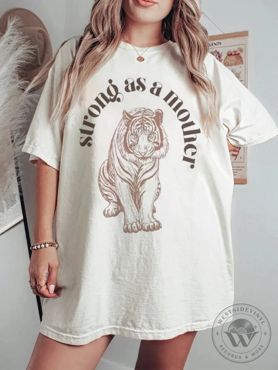Strong As A Mother Tiger Graphic Print Women's Short Sleeve T-Shirt