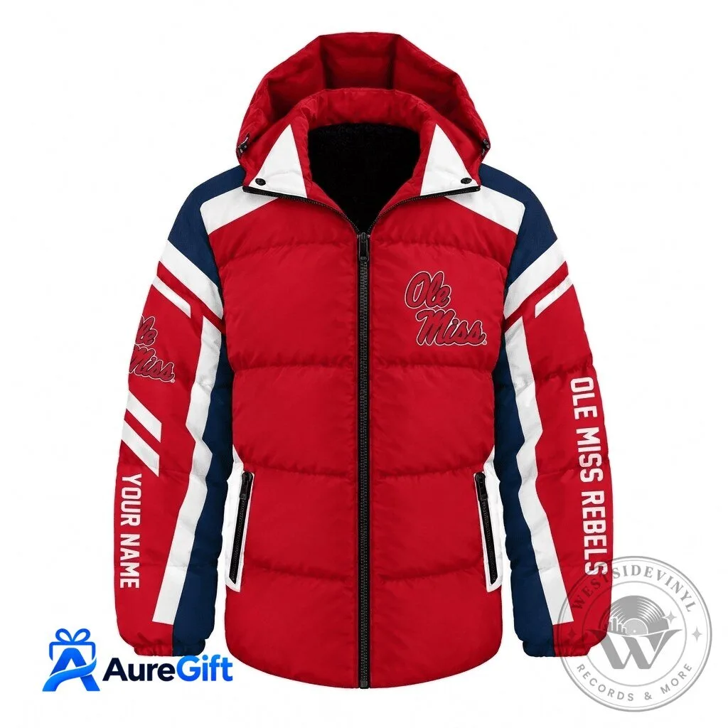 Ole Miss Rebels NCAA Custom Name Winter Puffer Jacket