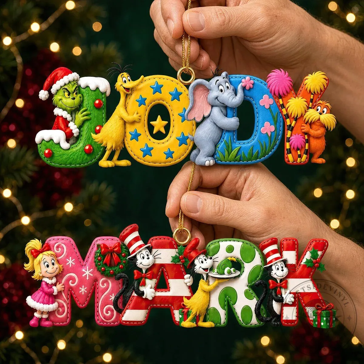Dr Seuss Inspired Christmas Alphabet Personalized Name Ornament 9 Dr Seuss Inspired Christmas Alphabet Personalized Name Ornament