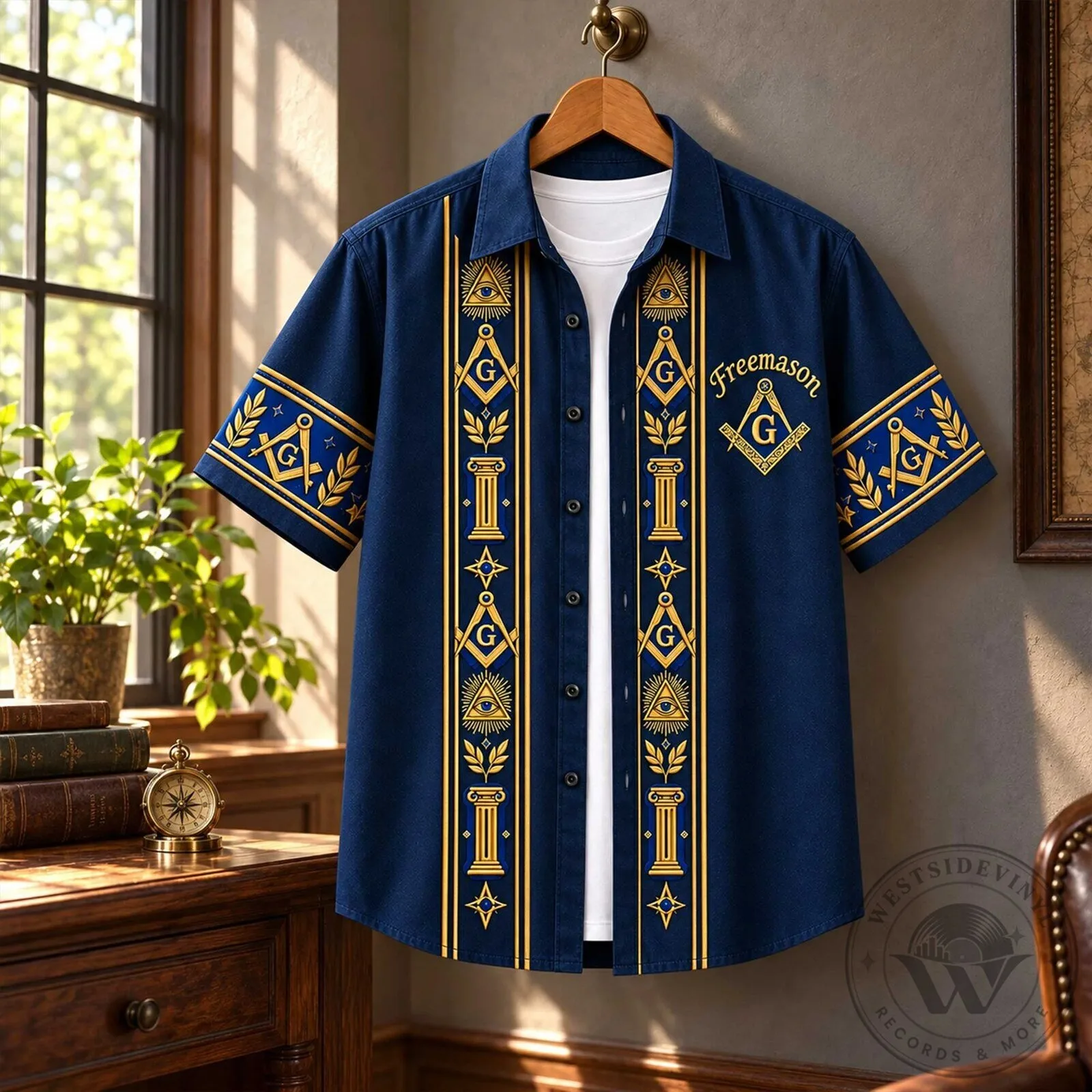 Hawaiian Shirt featuring Masonic G Symbol and All Seeing Eye of Freemasonry 7 Hawaiian Shirt featuring Masonic G Symbol and All Seeing Eye of Freemasonry