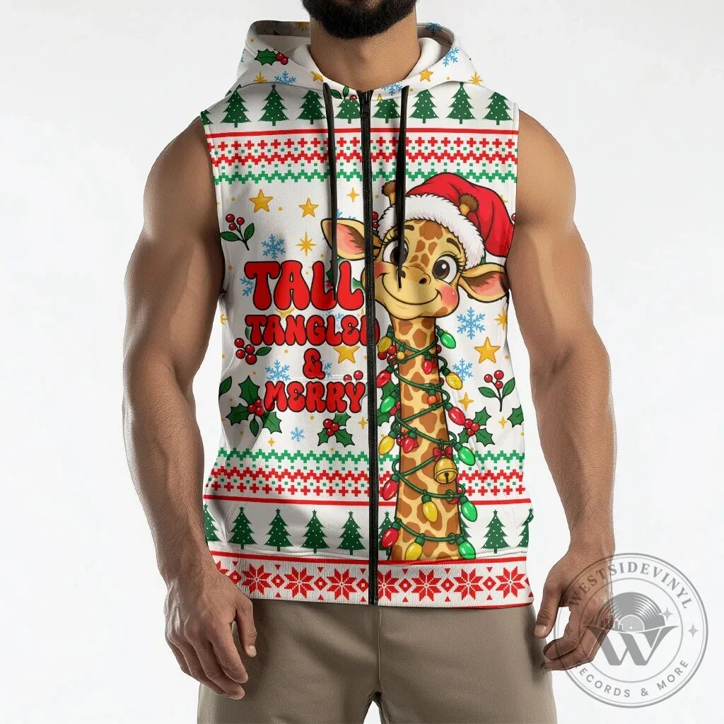 Christmas Giraffe Tall Tangled and Merry Ugly Sweater Sleeveless Hoodie 10 Christmas Giraffe Tall Tangled and Merry Ugly Sweater Sleeveless Hoodie