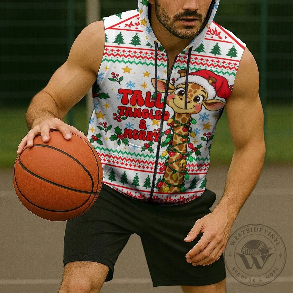 Christmas Giraffe Tall Tangled and Merry Ugly Sweater Sleeveless Hoodie 11 Christmas Giraffe Tall Tangled and Merry Ugly Sweater Sleeveless Hoodie