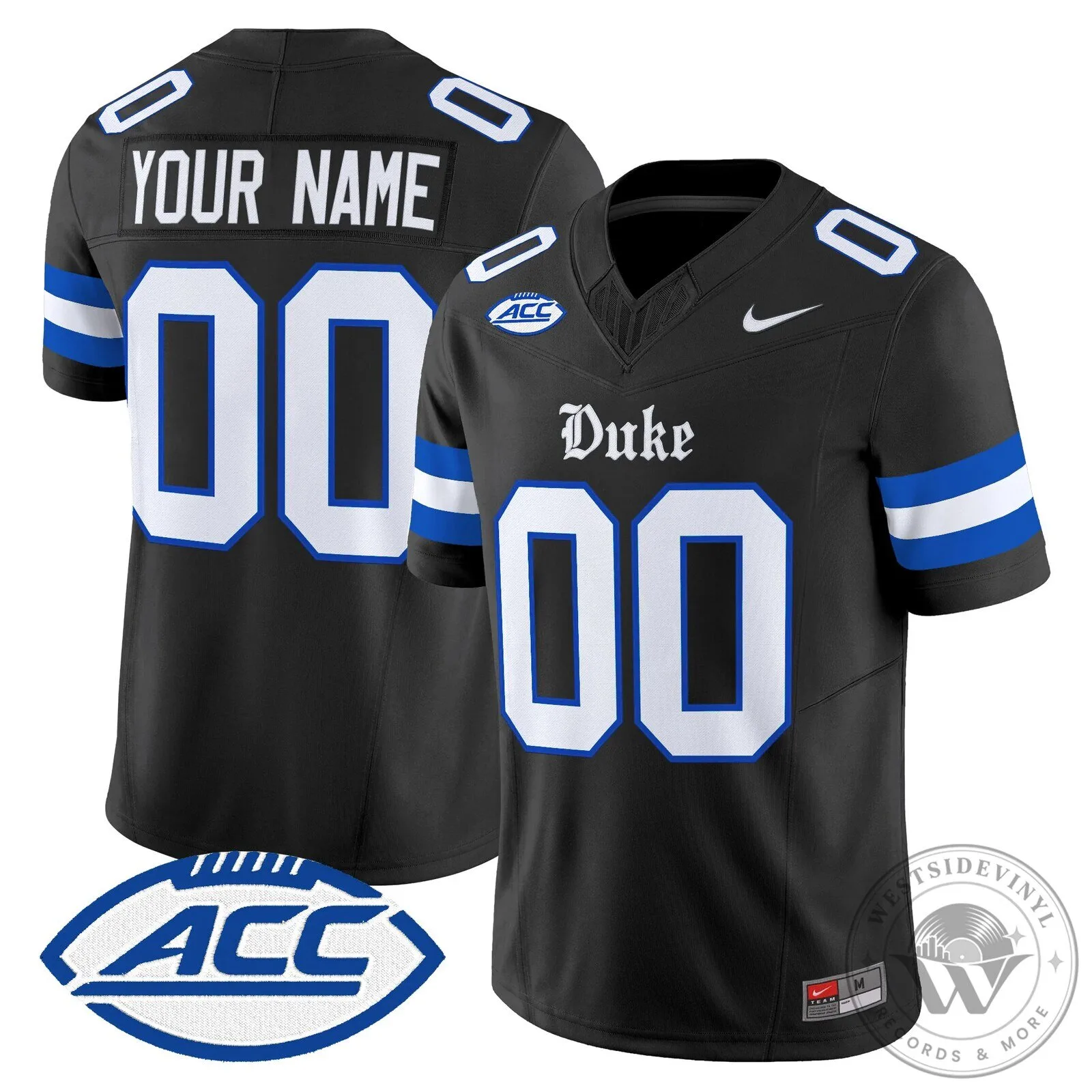Duke Blue Devils Black Custom Football Jersey