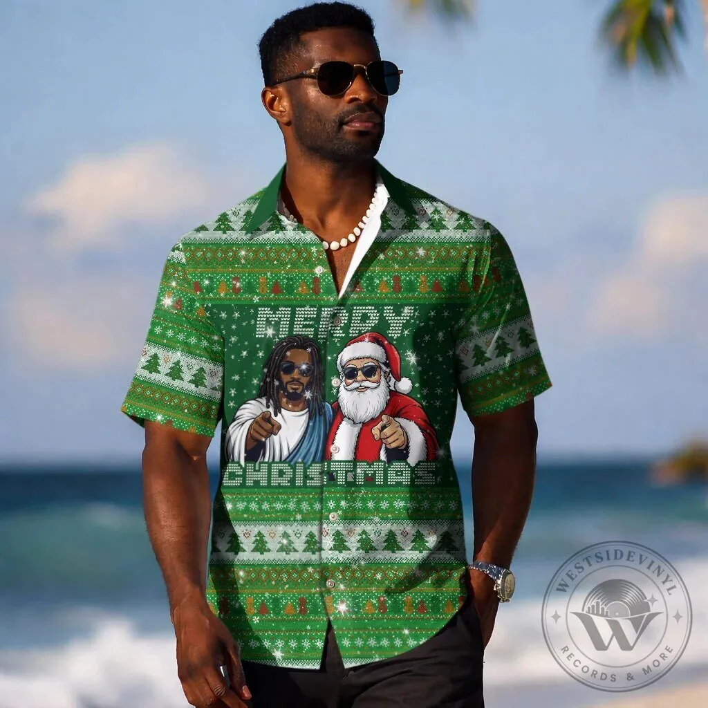 Black Jesus Santa Claus Merry Christmas Ugly Sweater Style Hawaiian Shirt 10 Black Jesus Santa Claus Merry Christmas Ugly Sweater Style Hawaiian Shirt