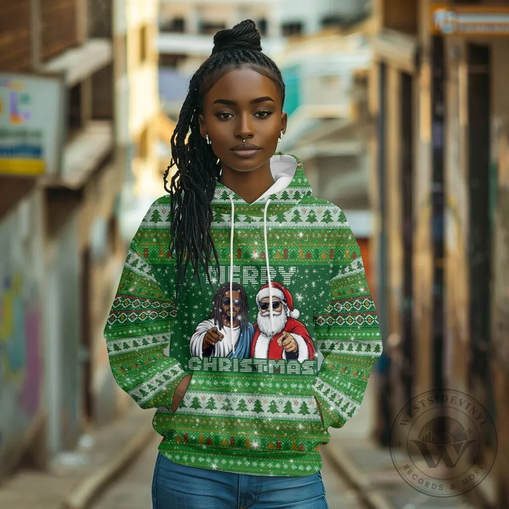 Black Jesus and Santa Claus Merry Christmas Ugly Sweater Style Hoodie 14 Black Jesus and Santa Claus Merry Christmas Ugly Sweater Style Hoodie