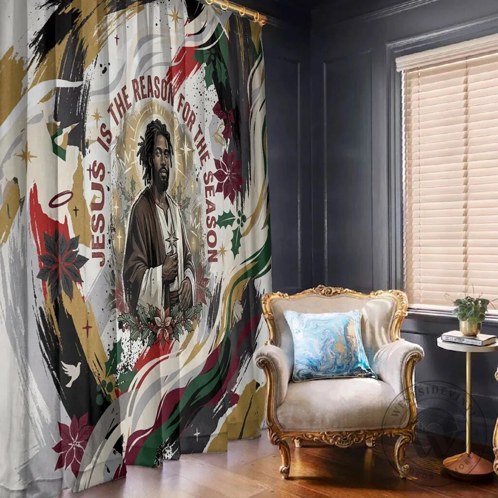 Jesus Is The Reason For The Season Black Christmas Religious Window Curtain 7 Jesus Is The Reason For The Season Black Christmas Religious Window Curtain