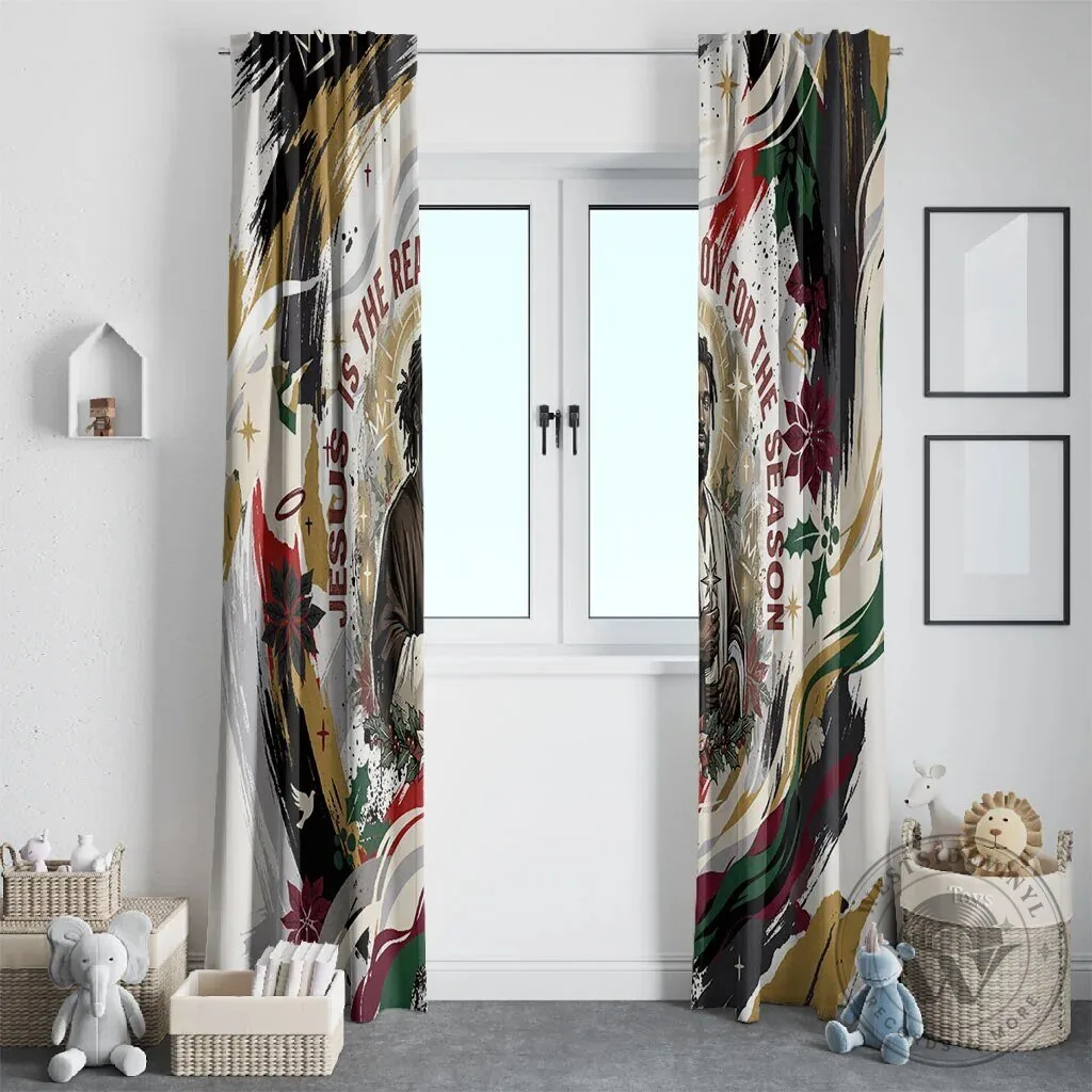 Jesus Is The Reason For The Season Black Christmas Religious Window Curtain 11 Jesus Is The Reason For The Season Black Christmas Religious Window Curtain