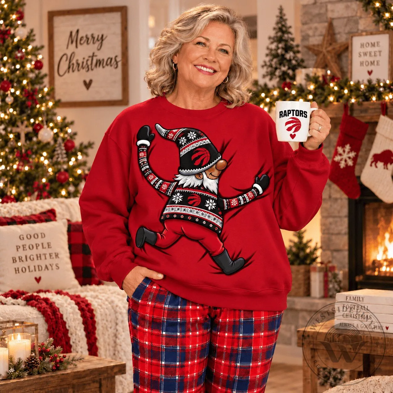 Toronto Raptors Christmas Gnome Holiday Red Crewneck Sweatshirt