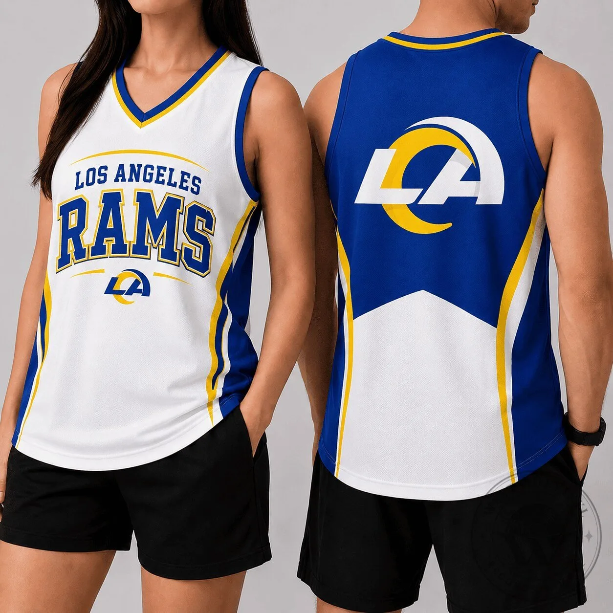 Los Angeles Rams Royal Blue and White Fanatics Branded V-Neck Tank Top