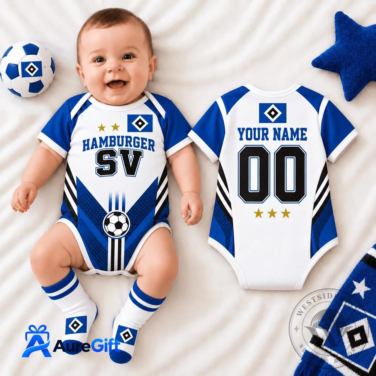 Hamburger SV Bundesliga Matchday Personalized Baby Romper 1 Hamburger SV Bundesliga Matchday Personalized Baby Romper