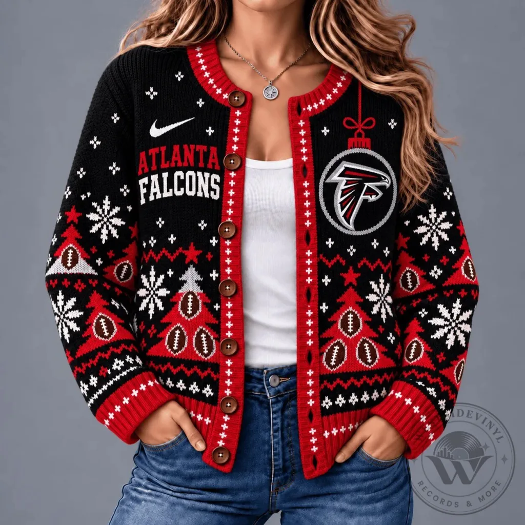 Atlanta Falcons Christmas Holiday Ugly Sweater Style Cardigan Atlanta Falcons Christmas Holiday Ugly Sweater Style Cardigan