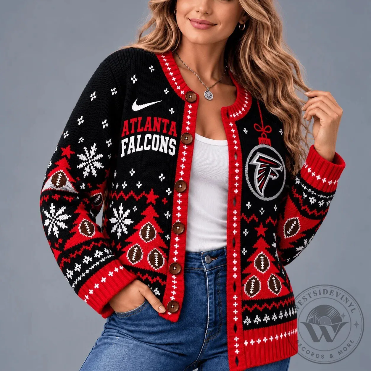 Atlanta Falcons Christmas Holiday Ugly Sweater Style Cardigan 8 Atlanta Falcons Christmas Holiday Ugly Sweater Style Cardigan