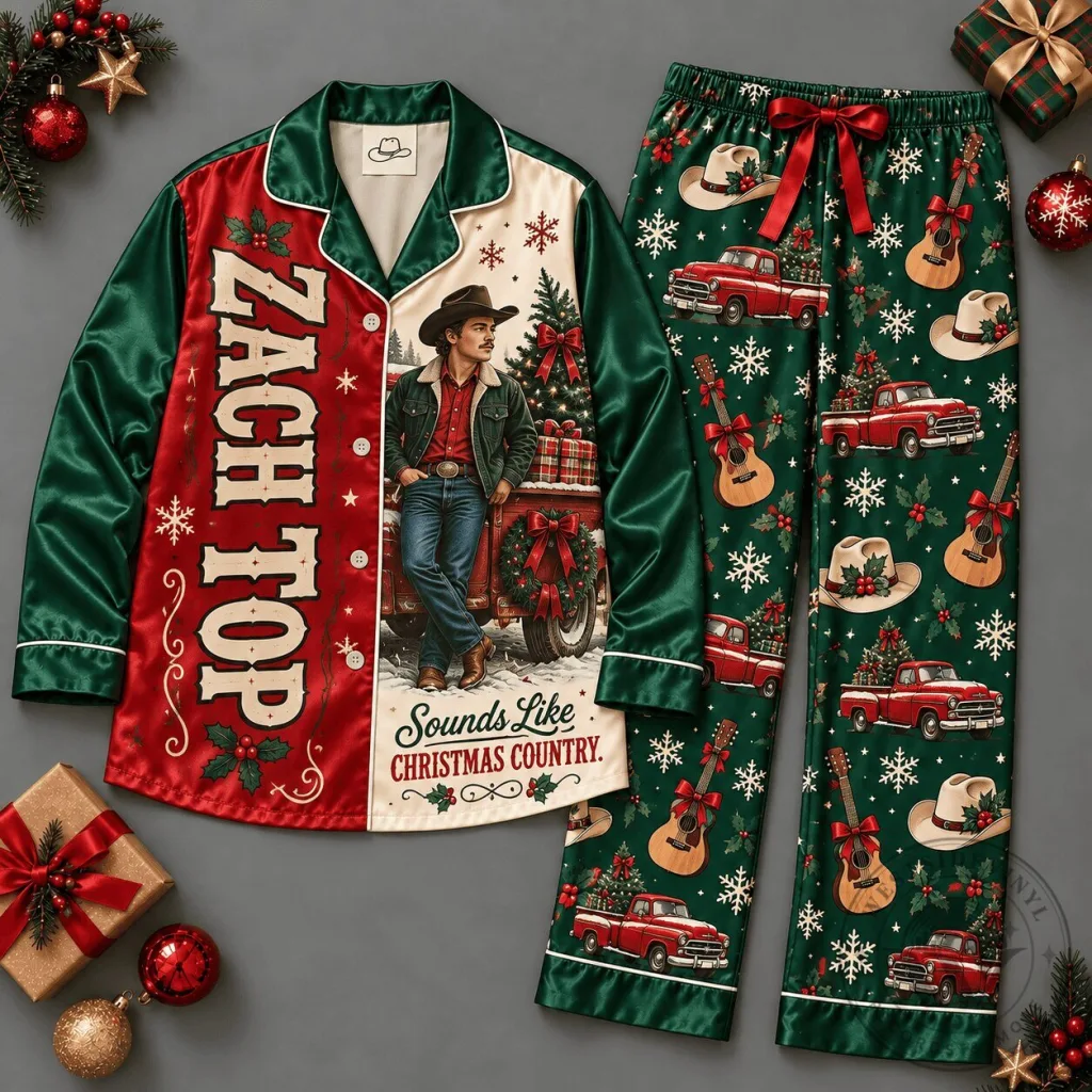 Zach Top Sounds Like Christmas Country Pajama Set Zach Top Sounds Like Christmas Country Pajama Set