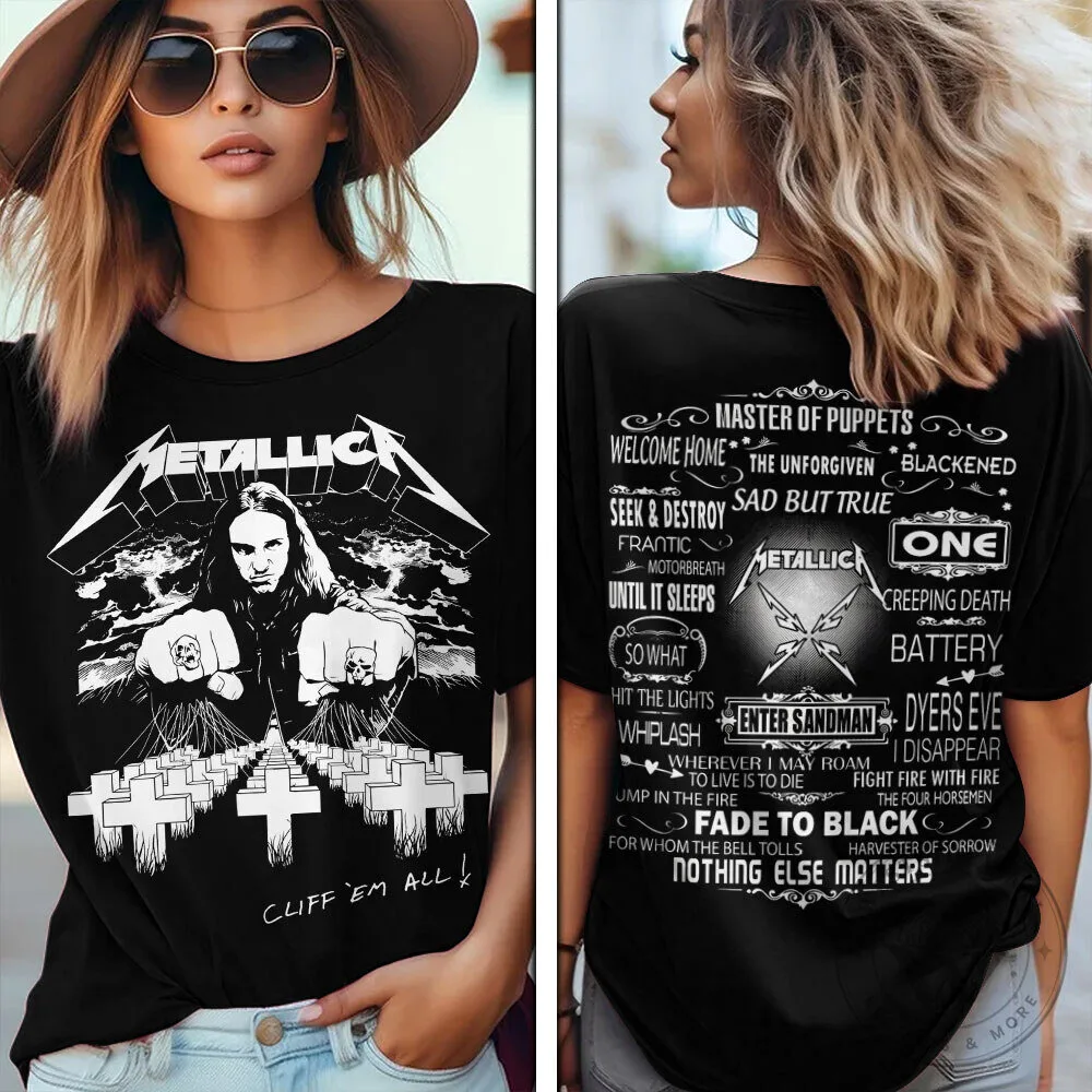 Metallica Cliff Em All Master of Puppets Heavy Metal Band Music Fan T-Shirt
