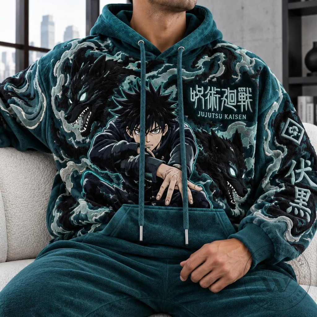Jujutsu Kaisen Megumi Fushiguro Shadow Dogs Japanese Anime Hoodie Jujutsu Kaisen Megumi Fushiguro Shadow Dogs Japanese Anime Hoodie
