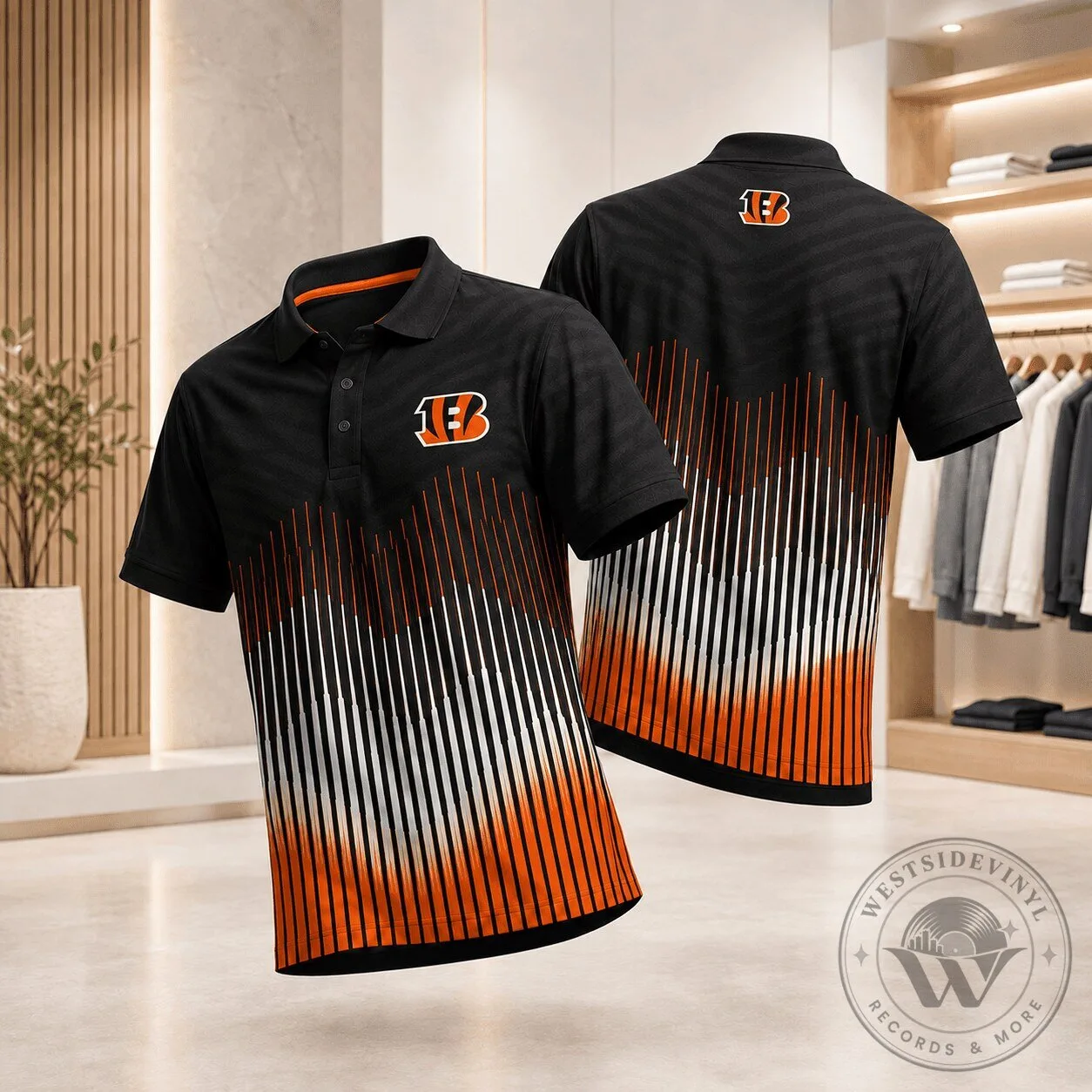 Cincinnati Bengals NFL Fan Polo Shirt Dynamic Stripe Design