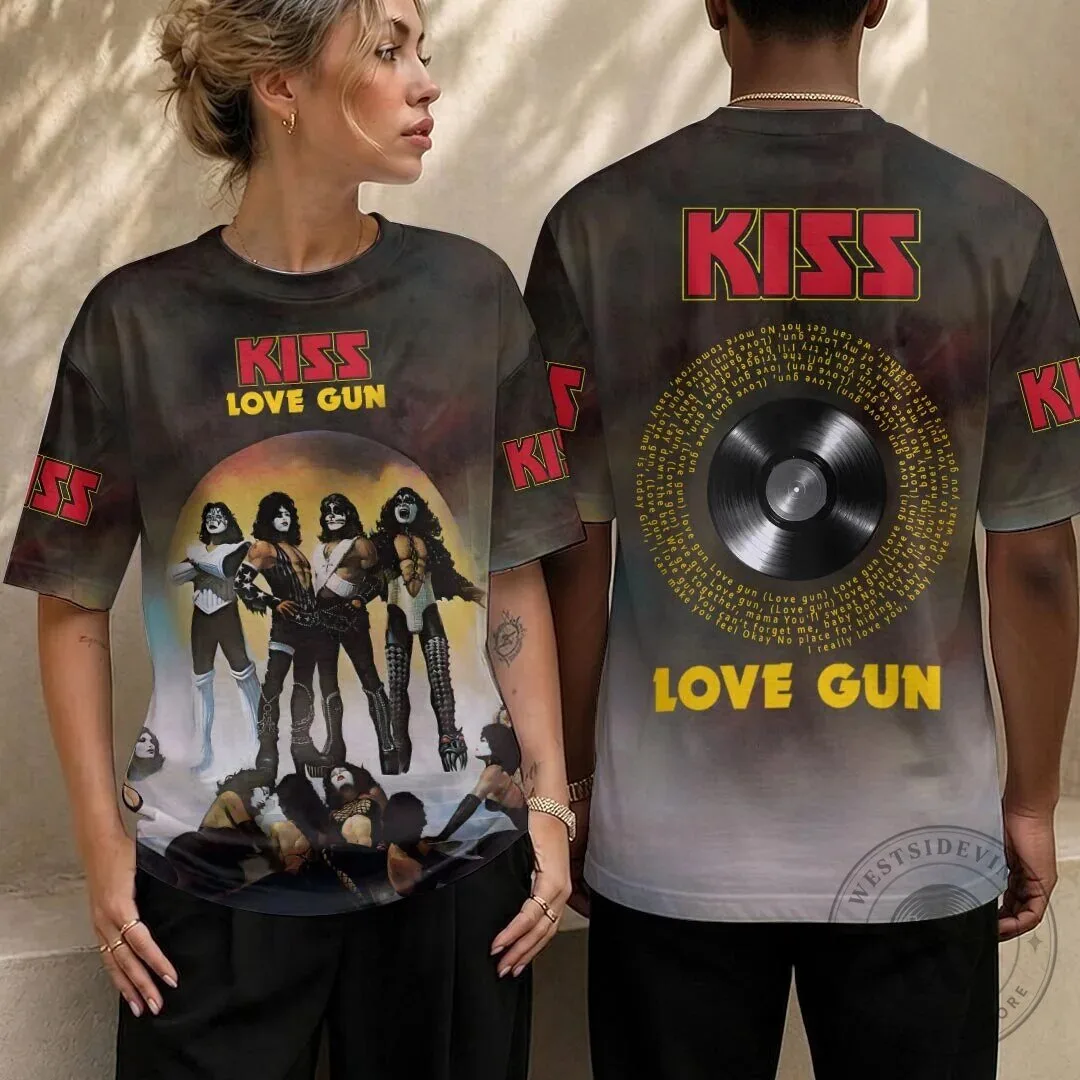 KISS Love Gun Album Cover Art Rock Band Music T-Shirt