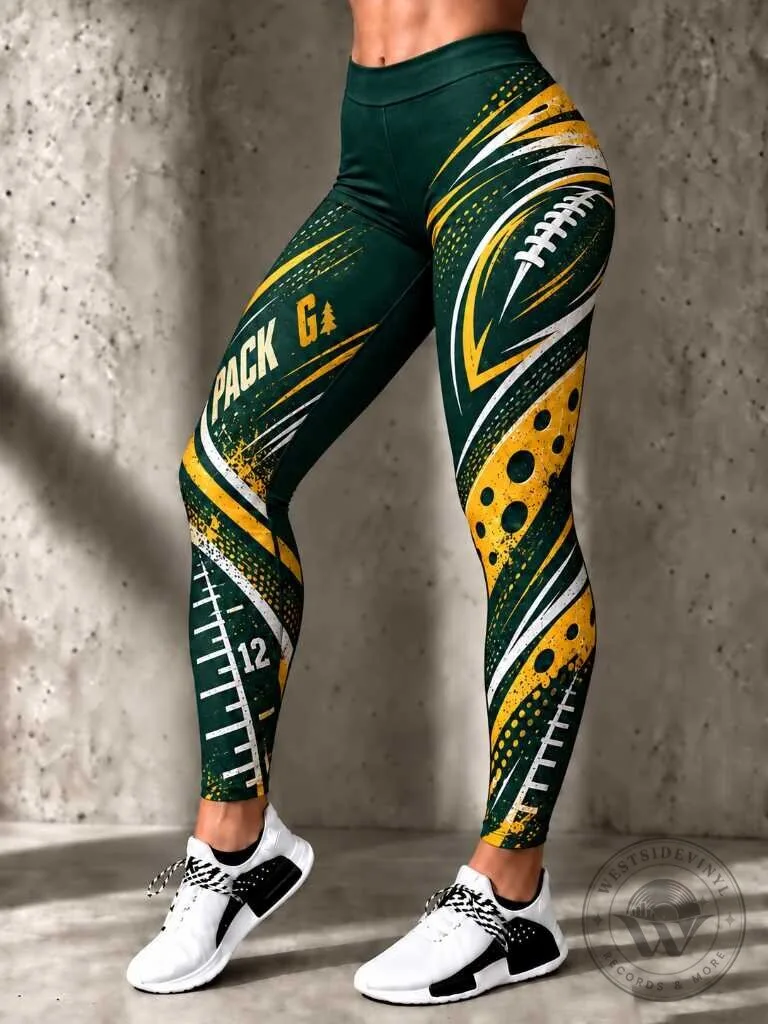 Green Bay Packers Football Team Sports Fan Leggings for Women