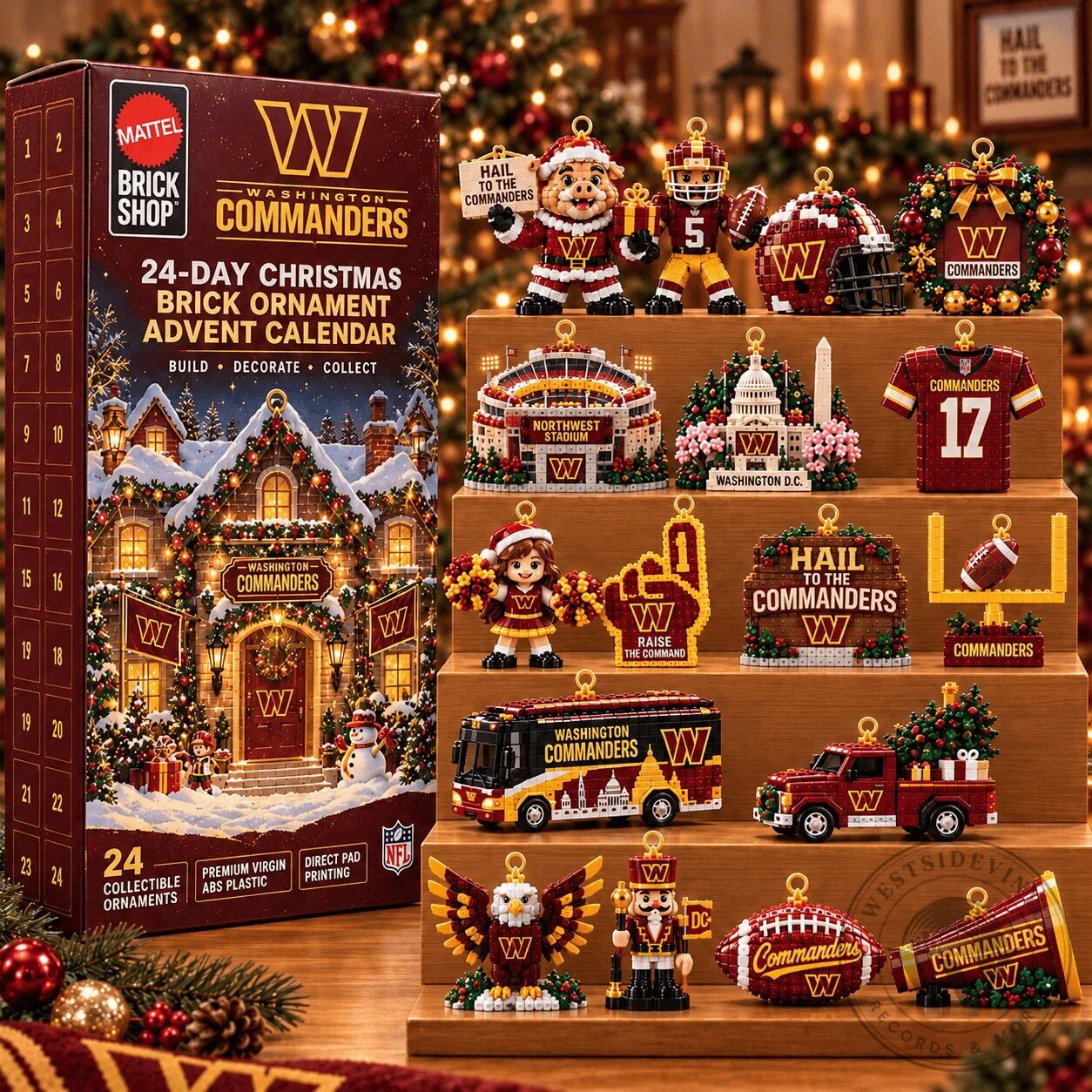 Washington Commanders Christmas Brick Ornament Advent Calendar