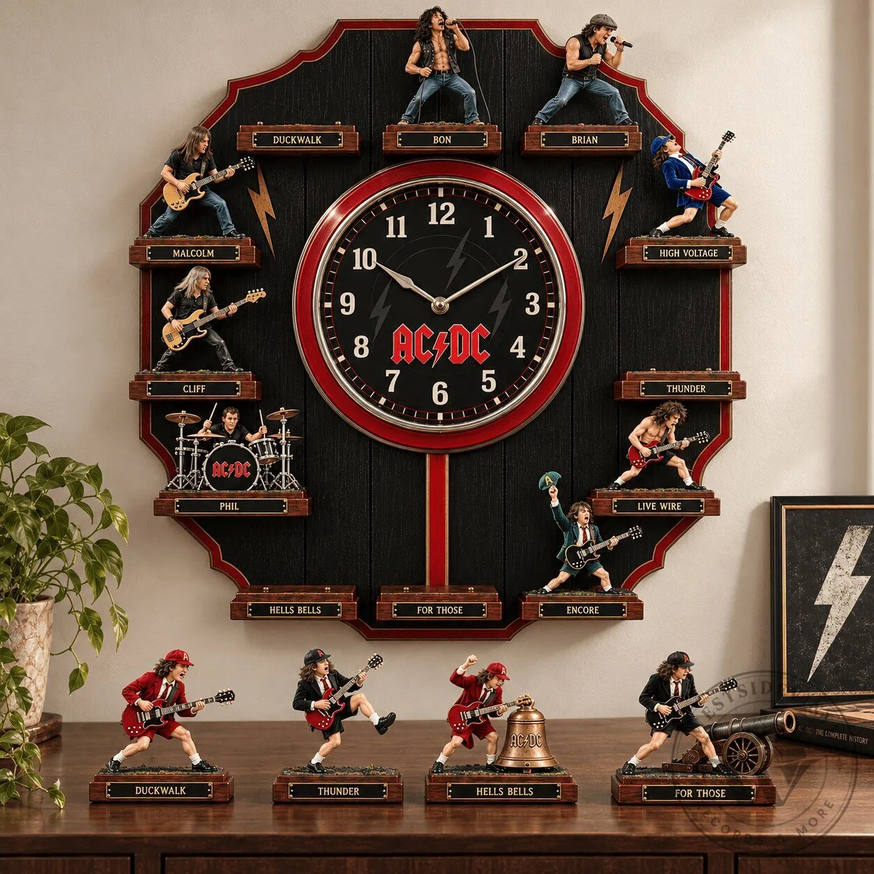 AC/DC Rock Band Figurine Wall Clock