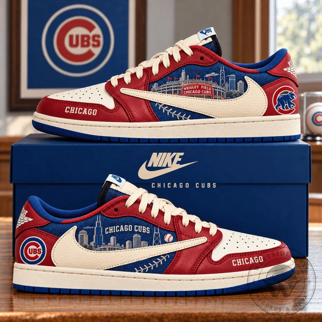 Chicago Cubs Wrigley Field Skyline Baseball Team Fan Shoes