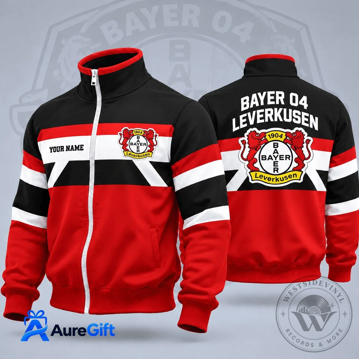 Bayer Leverkusen Bundesliga Matchday Personalized Name Stand Collar Jacket