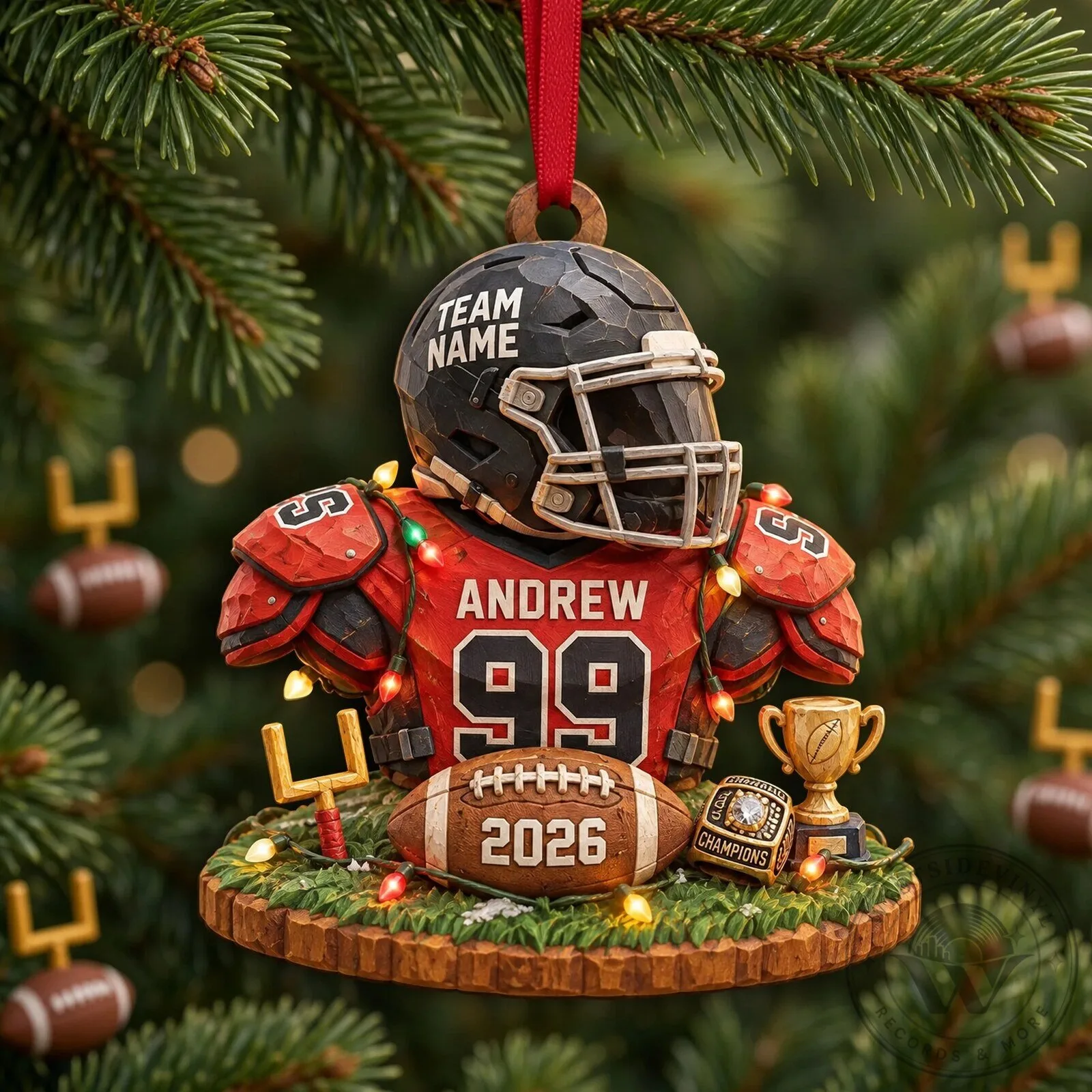 Customizable Christmas Tree Ornament for American Football Players