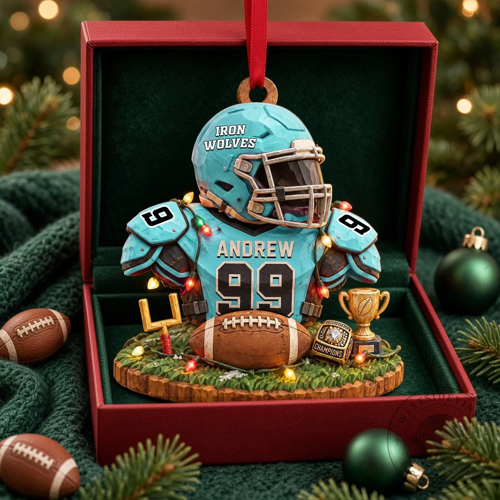 Customizable Christmas Tree Ornament for American Football Players 9 Customizable Christmas Tree Ornament for American Football Players