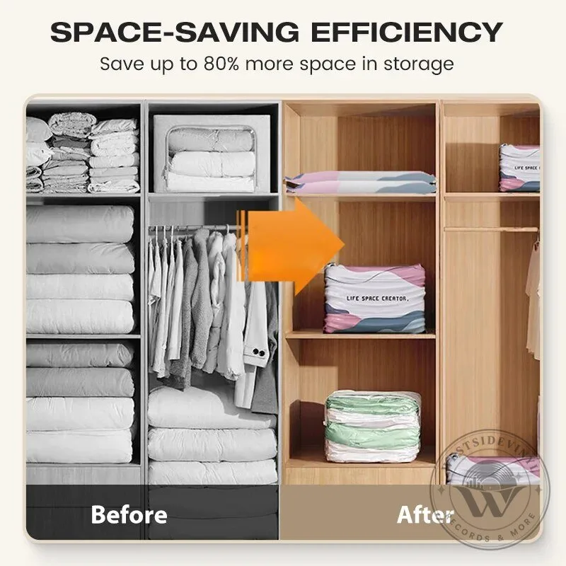 No-Pump Large Vacuum Storage Compression Bags for Home Space Saving 28 No-Pump Large Vacuum Storage Compression Bags for Home Space Saving