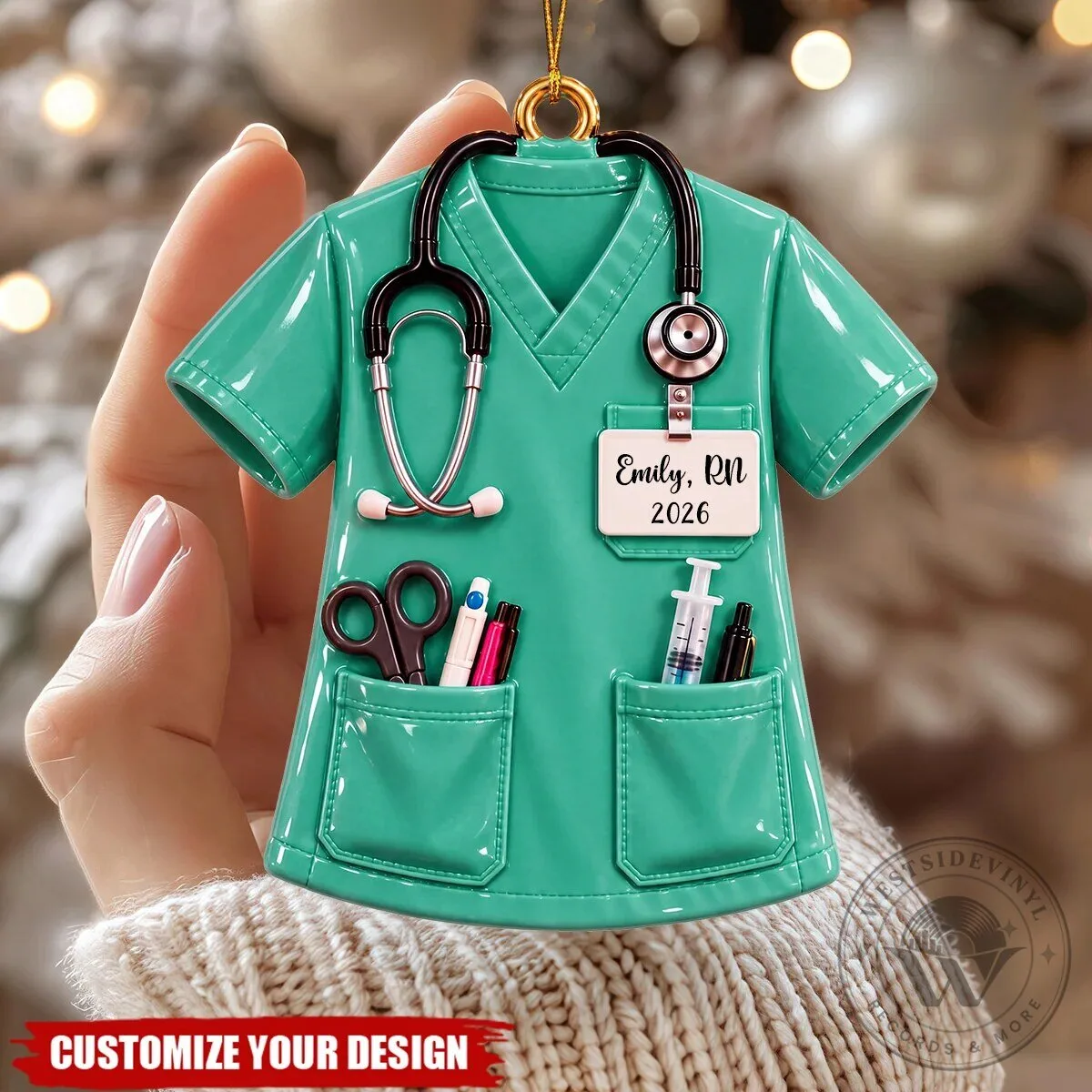 Personalized Nurse Scrub Uniform Christmas Tree Ornament 7 Personalized Nurse Scrub Uniform Christmas Tree Ornament