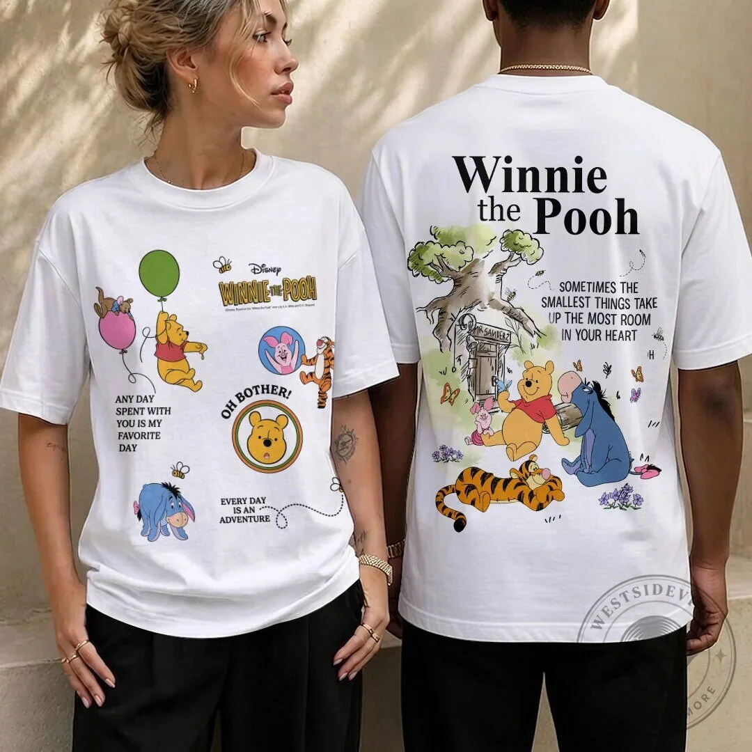 Winnie the Pooh and Friends Disney Cartoon Character White T-Shirt