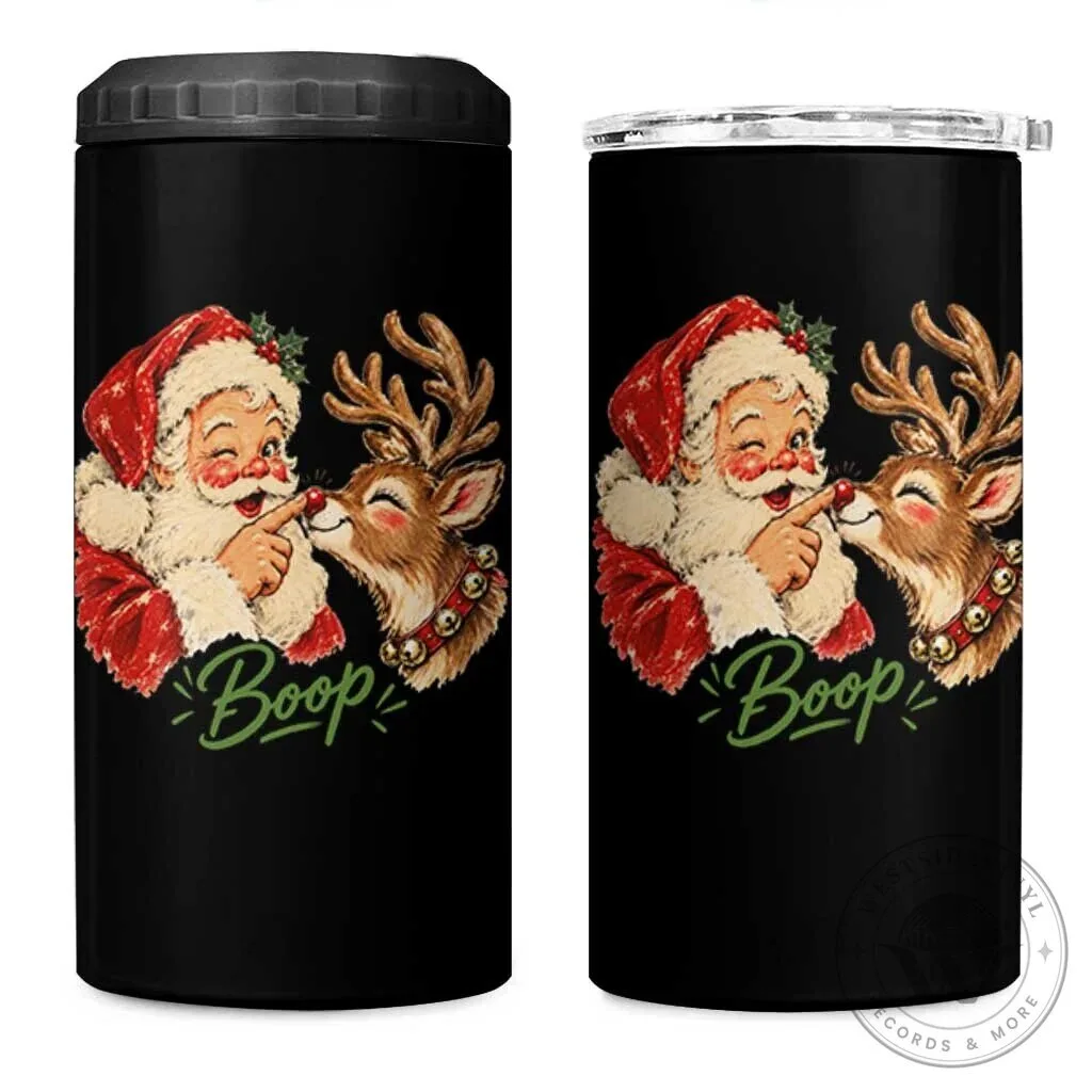 Retro Santa Claus Boop Reindeer Nose Funny Christmas Insulated Can Cooler Tumbler