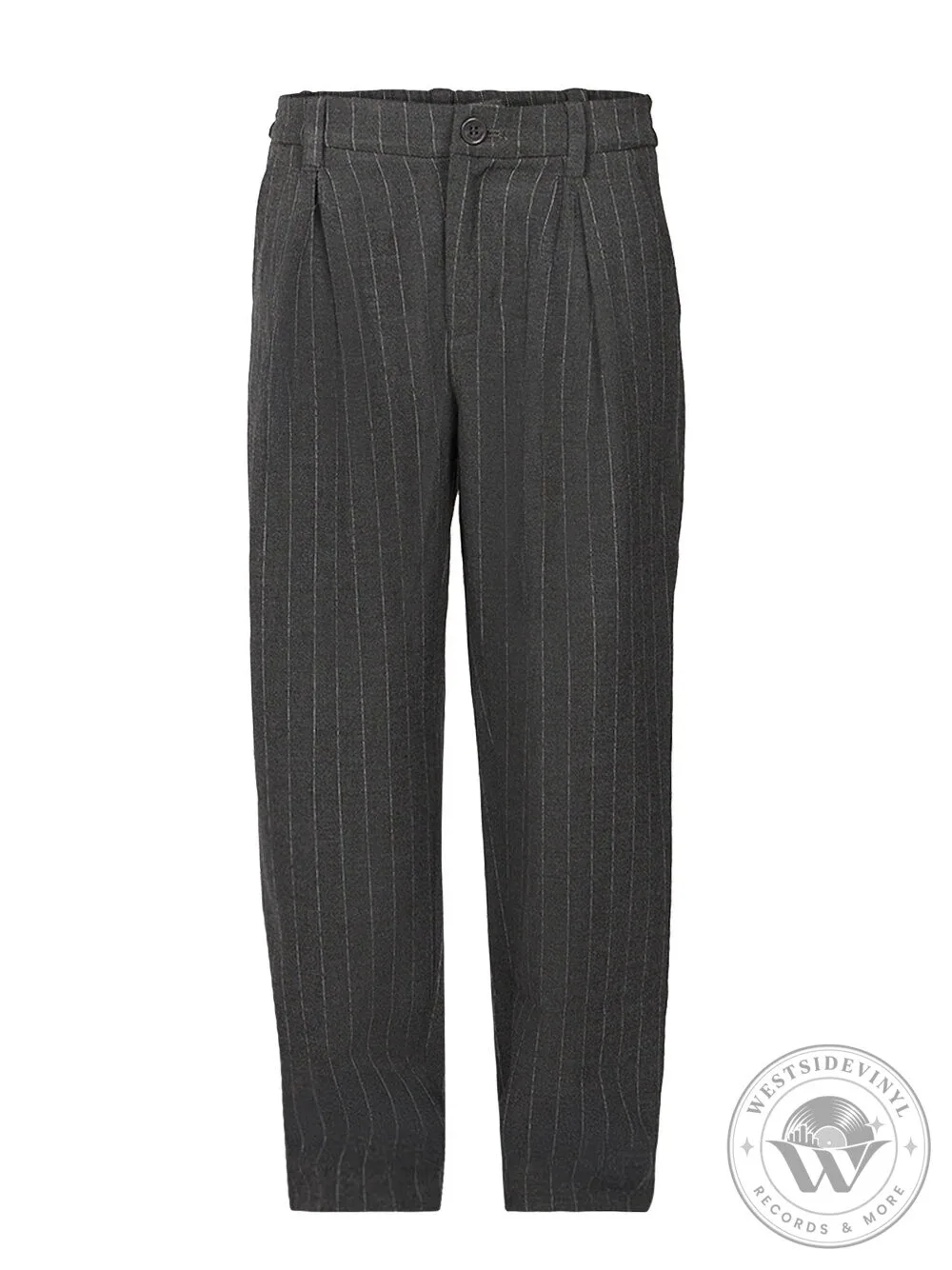Vizima Pinstripe Trousers Men's Fashion Pants with Pleats and Button Closure