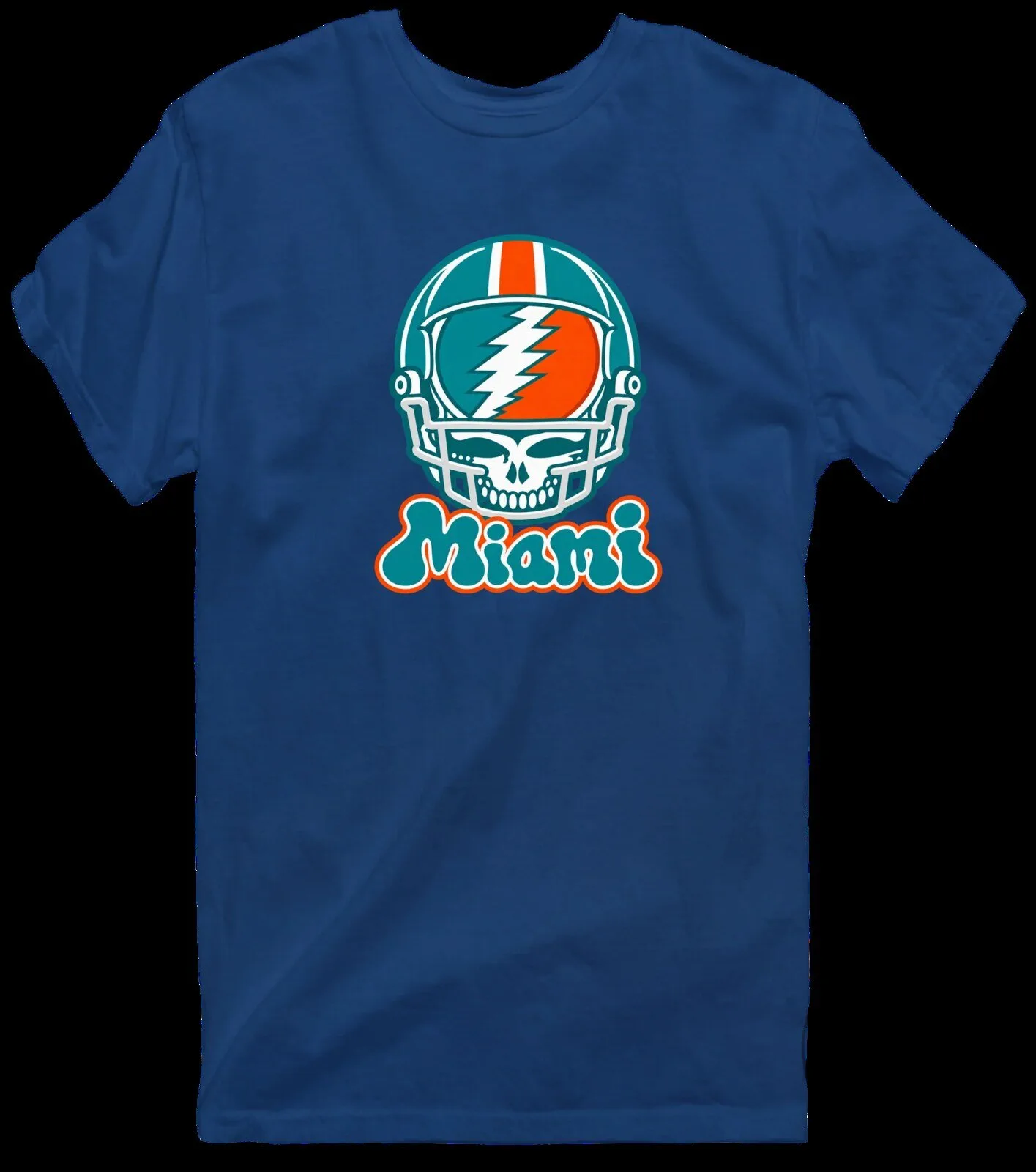 Miami Dolphins Grateful Dead Steal Your Face Helmet Blue T-Shirt