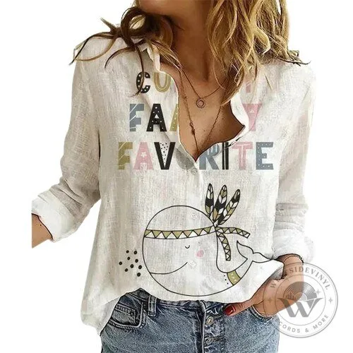 Cute Family Favorite Whale Graphic Long Sleeve T-Shirt for Women