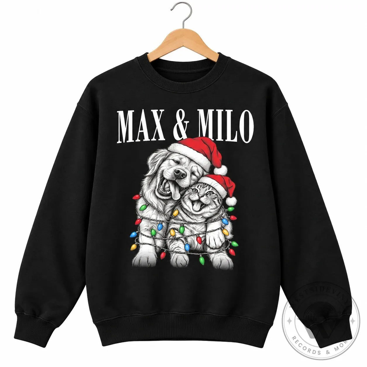 Personalized Dog and Cat Christmas Lights Pet Portrait Holiday Sweatshirt 20 Personalized Dog and Cat Christmas Lights Pet Portrait Holiday Sweatshirt