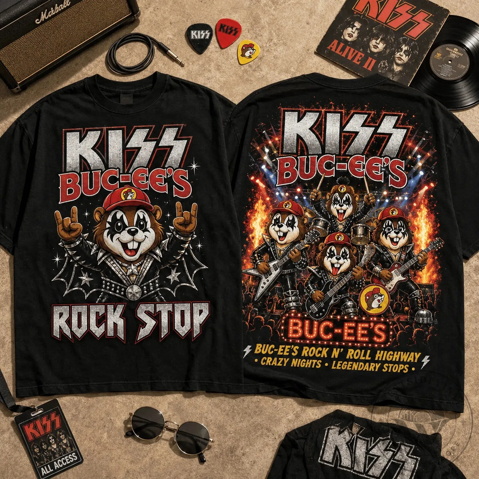 KISS Band Buc-ee's Rock Stop Highway Concert T-Shirt 10 KISS Band Buc-ee