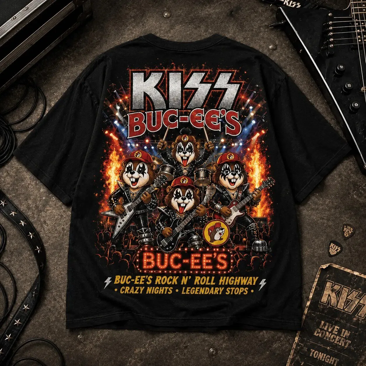 KISS Band Buc-ee's Rock Stop Highway Concert T-Shirt 12 KISS Band Buc-ee