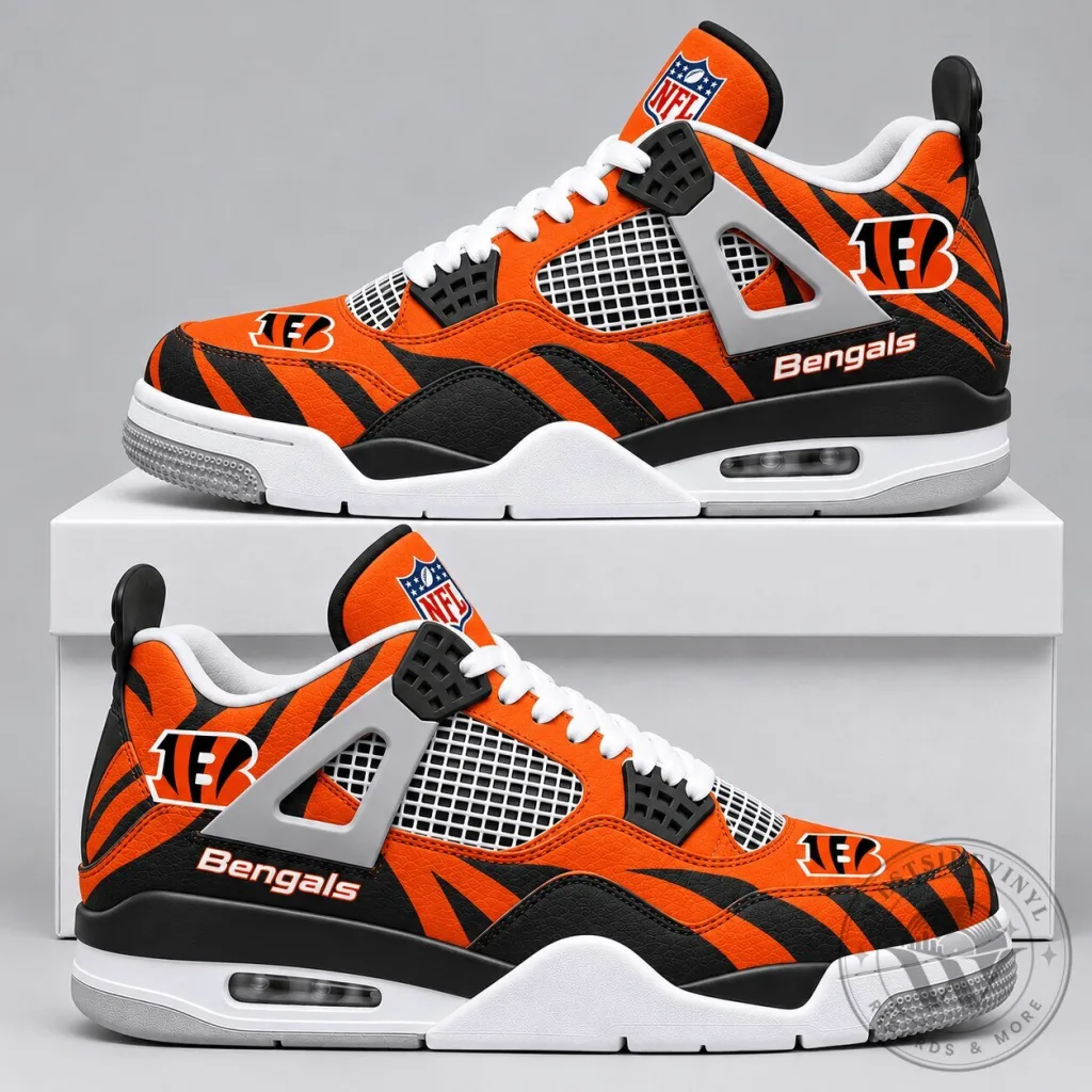 Cincinnati Bengals National Football League Team Logo Orange Stripe Shoes Cincinnati Bengals National Football League Team Logo Orange Stripe Shoes