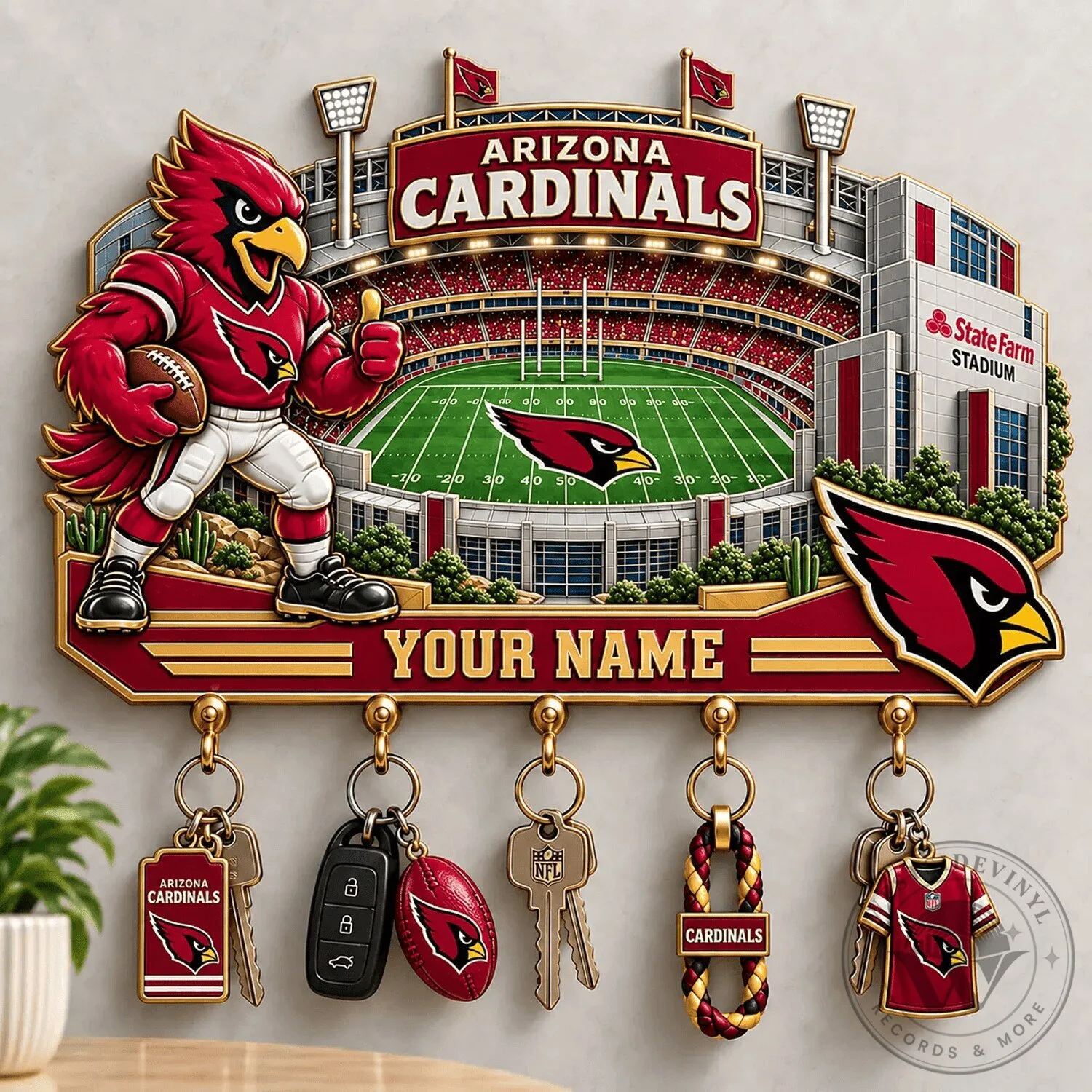 Arizona Cardinals Football Stadium Custom Name Wall Mounted Key Holder