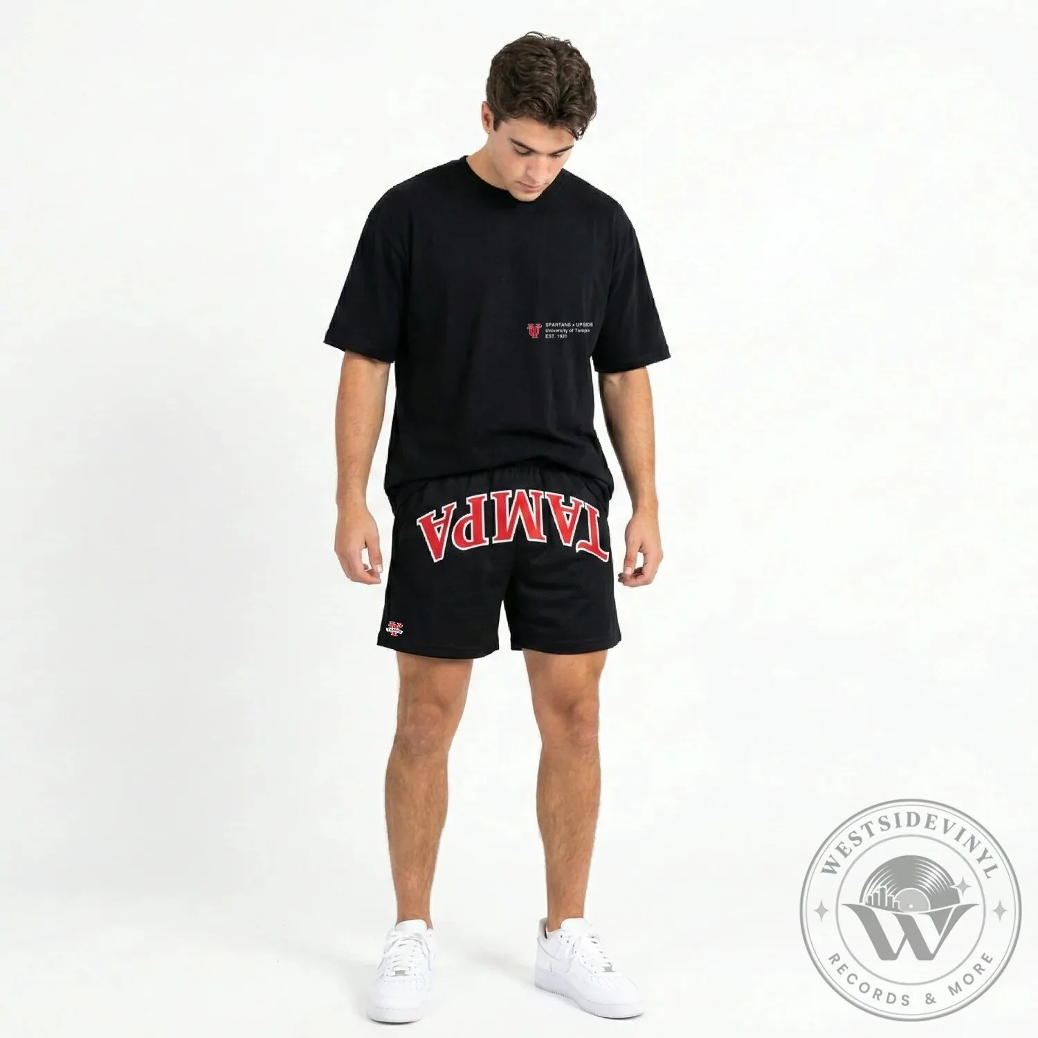University of Tampa Spartans NCAA Black Mesh Athletic Shorts 8 University of Tampa Spartans NCAA Black Mesh Athletic Shorts
