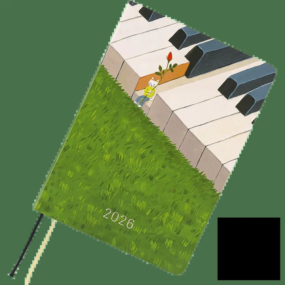 2026 Piano Keys Cat and Rose Hardcover Daily Planner 2D 3 2026 Piano Keys Cat and Rose Hardcover Daily Planner 2D