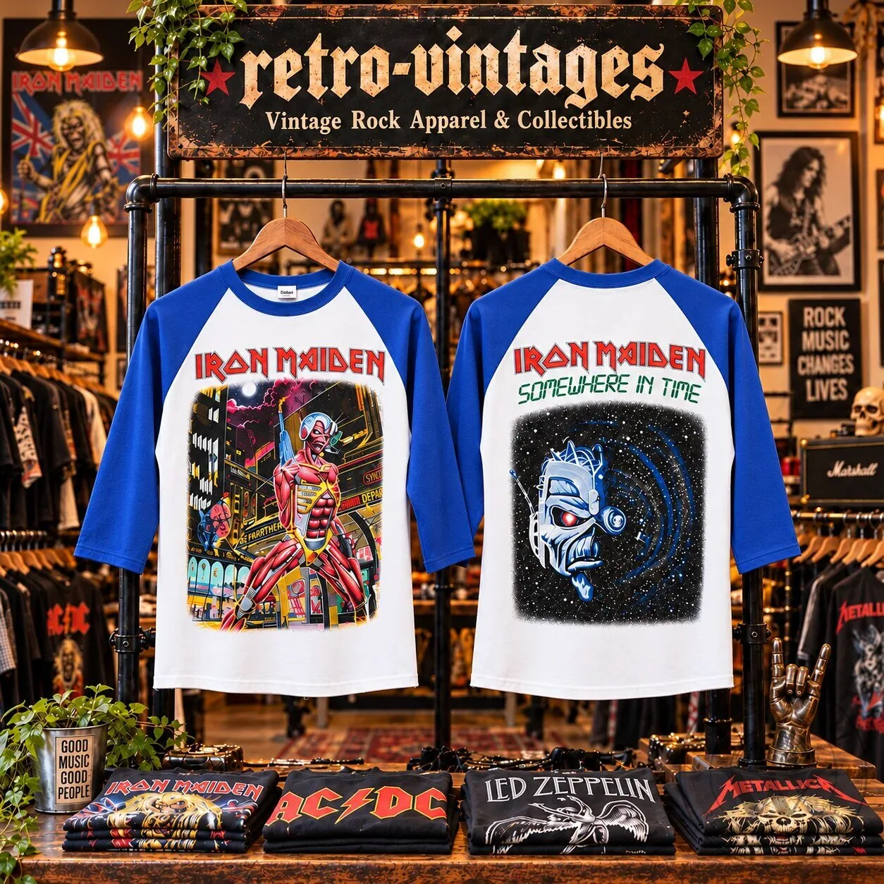 Iron Maiden Powerslave World Slavery Tour 1984-85 Raglan T-Shirt 13 Iron Maiden Powerslave World Slavery Tour 1984-85 Raglan T-Shirt