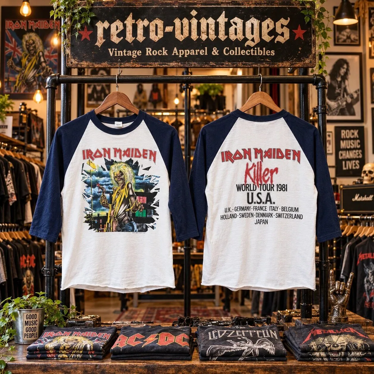 Iron Maiden Powerslave World Slavery Tour 1984-85 Raglan T-Shirt 14 Iron Maiden Powerslave World Slavery Tour 1984-85 Raglan T-Shirt