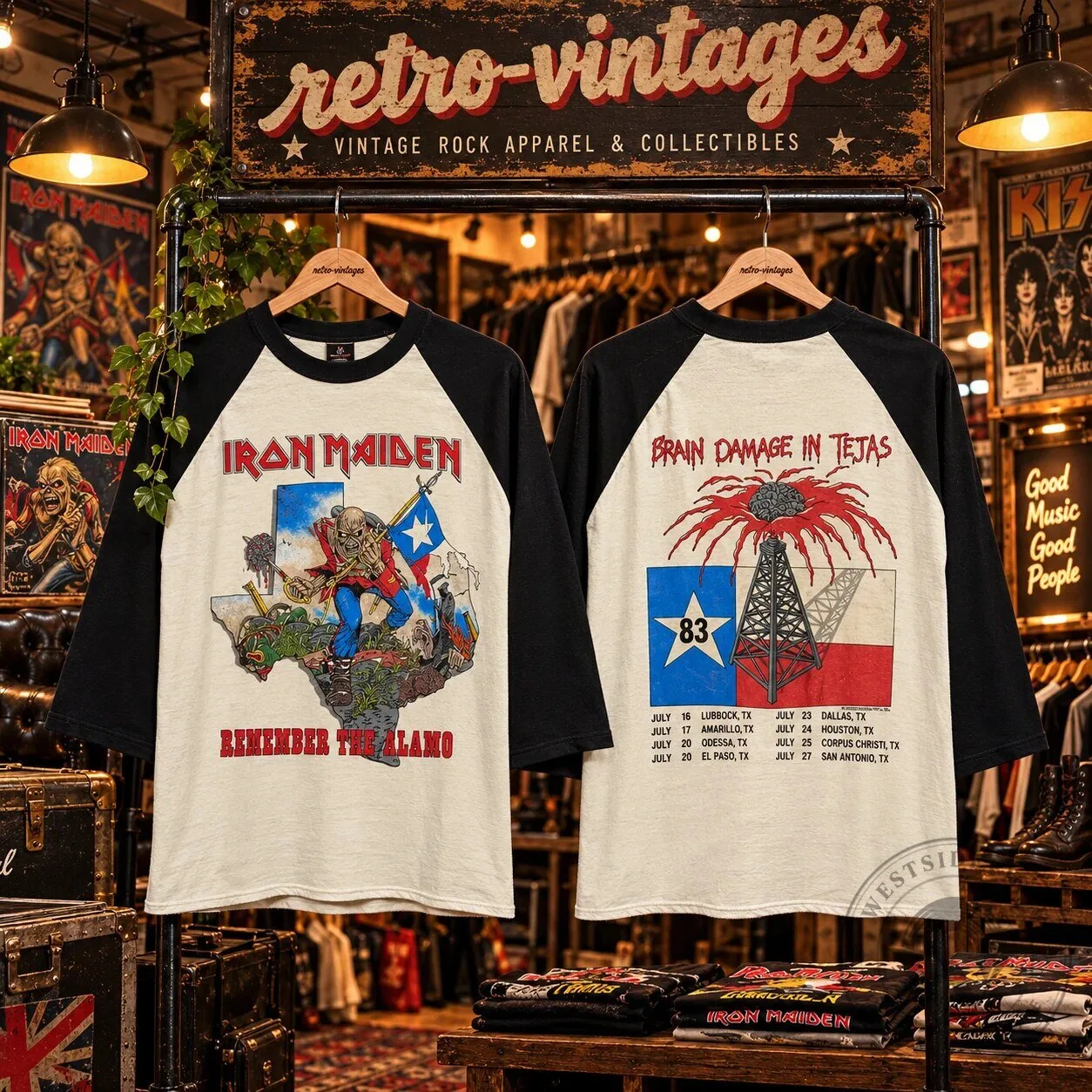 Iron Maiden Powerslave World Slavery Tour 1984-85 Raglan T-Shirt 15 Iron Maiden Powerslave World Slavery Tour 1984-85 Raglan T-Shirt